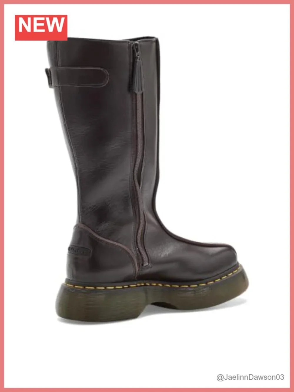 Knee High Leather Platform Boots with Zip Closure